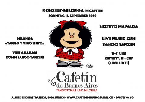 Flyer des Konzerts Mafalda Sextett im Cafetin