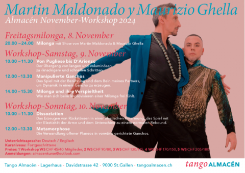 Martin Maldonado y Maurizio Ghella geben Workshops im Tangoclub Almacén in St. Gallen